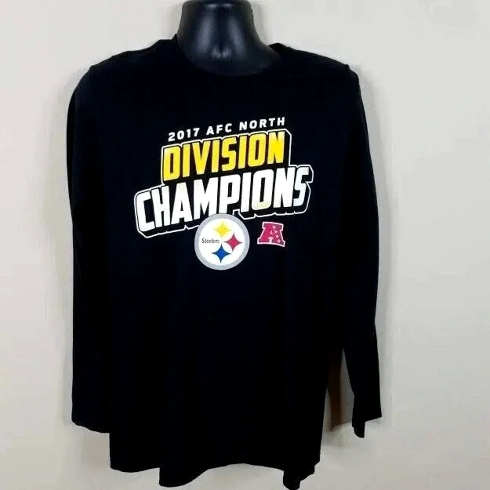 Pittsburgh‎ Steelers Long Sleeve Shirt Mens Medium Black 2017 AFC Champs NFL